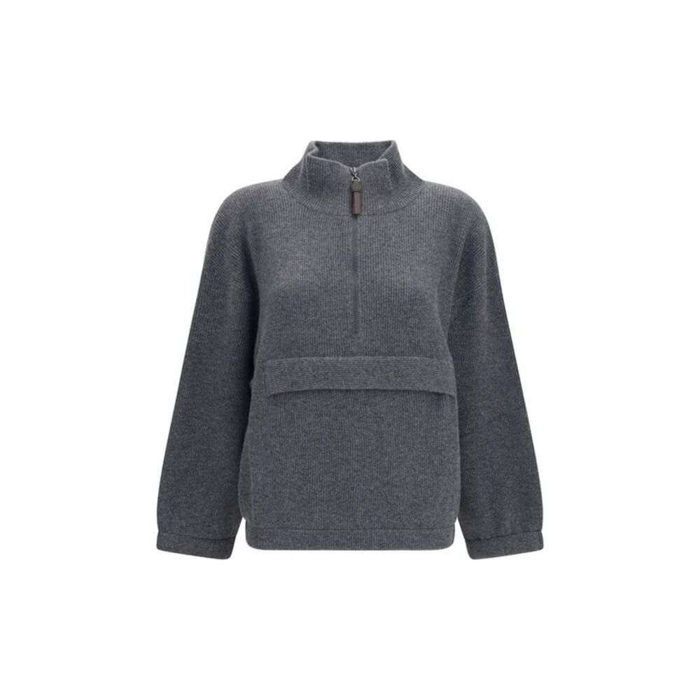 Brunello Cucinelli Gray Cashmere Women's Sweatshirt